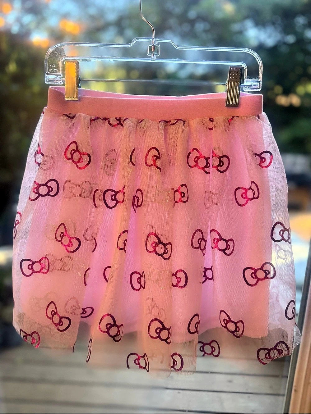 Hello Kitty Pink Foil Bows Mesh Tutu Skirt